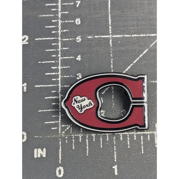 Coach New York Red Letter C Silver Tone Enamel Lapel Pin Fashion Jewelry Promo - Picture 2 of 6